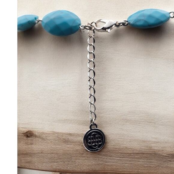 Banana Republic Blue and Clear Frosted Faceted Bead Vintage Necklace - Picture 4 of 5